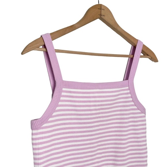 Old Navy | Purple Square Neck Striped Ribbed Slim Fit Tank Top - Picture 3 of 5